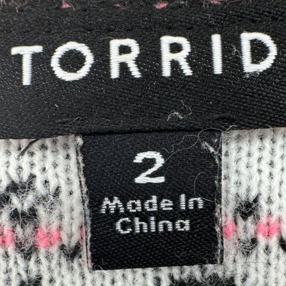 Torrid Open Front Cardigan Sweater Pink Black  White Size 2X - Picture 2 of 5